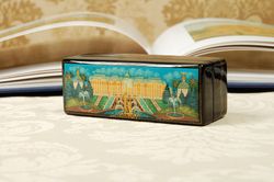 Petrodvorets small lacquer box St Petersburg hand painted art Peterhof