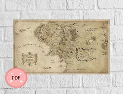 Cross Stich Pattern,Middle Earth Map,Pdf, Instant Download,Lotr