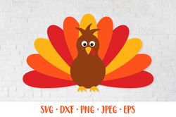 Cute cartoon Thanksgiving turkey SVG. Baby turkey