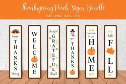 Thanksgiving Porch Sign SVG Bundle. Fall vertical signs. Welcome