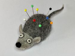 Felted pin cushion, felted mouse pincushion, gift