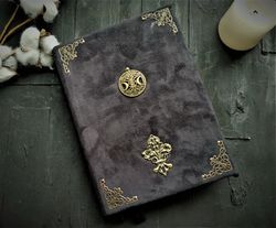 Old spell book blank Triple moon book of shadow  Green witch grimoire Practical book Celtic green