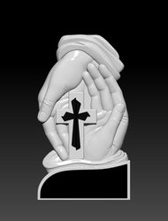3D STL Model for CNC file Tombstone Cross in hand Prayer