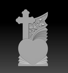 3D STL Model for CNC file Cross with roses and heart