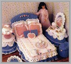 Digital - Vintage Sweetheart Bedroom Crochet Pattern -  Crochet Patterns for Dolls - PDF