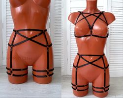 Harness set MESH, harness lingerie, harness bra, cage bra, strappy, bdsm lingerie, harnesses, harness women