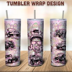 Jeep Girl Glitter Tumbler Design,Skinny Tumbler Sublimation Designs, Straight, Tapered,Tumbler Wrap PNG Digital Download