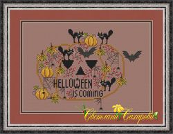 scheme for embroidery sampler halloween