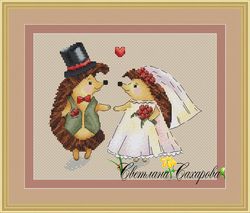 scheme for embroidery hedgehog wedding