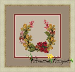 scheme for embroidery autumn wreath
