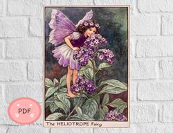 Cross Stitch Pattern,The Heliotrope Fairy,Pdf Instant Download , Famous Painting ,Xstitch , Cicely Mary Barker , Purple