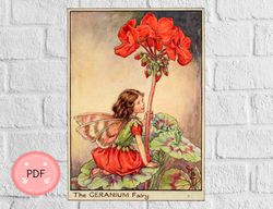 Cross Stitch Pattern ,The Geranium Fairy , Pdf Instant Download ,Flower Fairy , Cicely Mary Barker