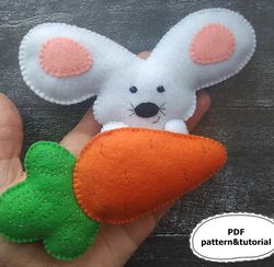 Bunny felt pattern, Easter bunny pattern, Plush Easter bunny toy sewing pattern, Stuffed animals toddler kids toys PDF