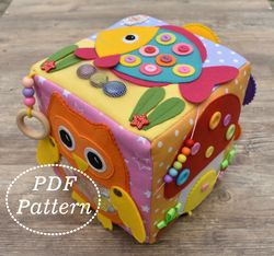 Baby Sensory Block Felt PDF Pattern, Busy Cube for kids sewing Pattern