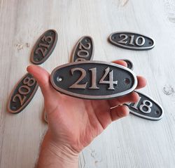 Address door number plaque 214 - vintage oval apartment number sign