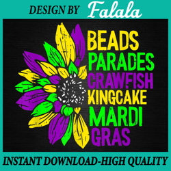 Beads Parades Crawfish Kingcake Mardi Gras Masquerade Party Png File Sublimation Design Mardi Gras, Mardi Gras Png
