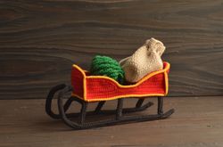 Crochet pattern Sleigh, Christmas tree and bag for gifts