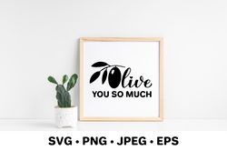 Olive you so much hand lettered  SVG. Funny Valentines quote. Food pun