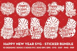 Happy new year SVG - sticker bundle