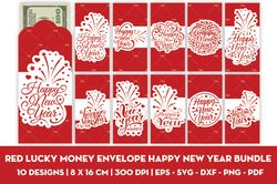 Red lucky money envelope happy new year bundle SVG