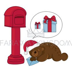 CHRISTMAS BEAR Cartoon Sleeping Animal Vector Illustration Set