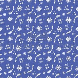 CHRISTMAS PATTERN WITH SNOWFLAKE AND ARROW WHITE ON BLUE