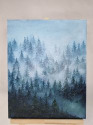 original oil painting Foggy forest oil painting