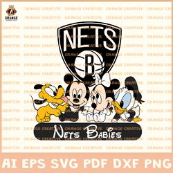 NBA Mickey Babies Brooklyn Nets SVG, Disney svg, NBA SVG Design, NBA Nets SVG, Cricut, Silhouette, Digital Download
