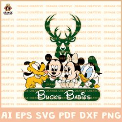 NBA Mickey Babies Milwaukee Bucks SVG, Disney svg, NBA SVG Design, NBA Bucks SVG, Cricut, Digital Download