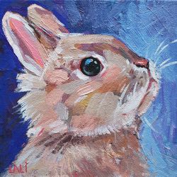 Bunny Original Painting Bunny Art Animal Art Pet Painting Rabbit Painting Oil Painting Bunny Portrait  Simbol 2023n