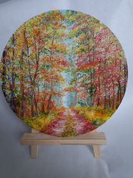 Autumn path oil painting Autumn painting Original oil painting