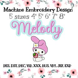 Melody hello kitty embroidery design