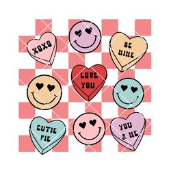 Groovy Valentines Png, Heart Candy Png, Valentines Day Png, Smiley Face Png Instant Download