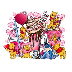 Winnie The Pooh Latte Drink Png, Valentine Coffee Png, Coffee Lover Png, Valentines Png Instant Download