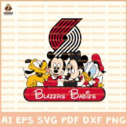 NBA Mickey Babies Portland Trail Blazers SVG, Disney svg, NBA SVG Design, NBA Blazers SVG, Cricut, Digital Download