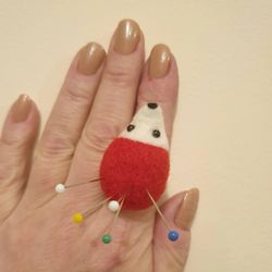 Felted pin cushion, felted hedgehog ring, gift