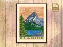 Visit Glacier Cross Stitch Pattern