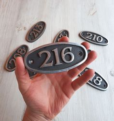 Address door number plate 216 - vintage apartment number sign