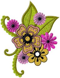 Beautiful flowers embroidery design. Applique. Suitable for all embroidery machines. Beautiful floral design