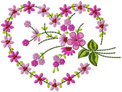 Flower heart embroidery design is suitable for all embroidery machines. Floral heart embroidery design