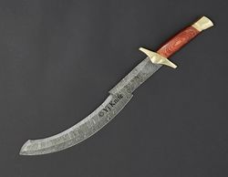 Custom Hand Forged, Damascus Steel Functional Sword 24 inches, Egyptian Khopesh Sword, Swords Battle Ready, With Sheath
