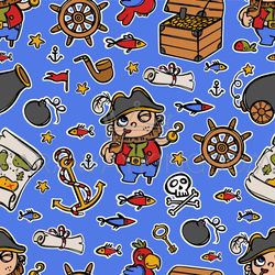 captain hook and anchor cartoon seamless pattern vector print