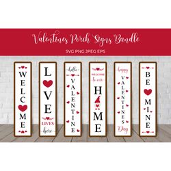 Valentines Porch Sign SVG Bundle. Valentine vertical signs.