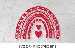 Valentine Rainbow SVG. Cute Valentines Day Clipart