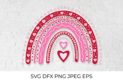 Cute Valentine Rainbow SVG. Hand Drawn Valentines Clipart