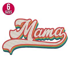 Retro mama embroidery design, Machine embroidery pattern, Instant Download