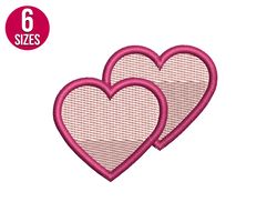 Two hearts embroidery design, Machine embroidery pattern, Instant Download