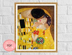 Cross Stitch Pattern, The Kiss ,Gustav Klimt , Pdf, Instant Download , Symbolism X stitch , Famous Paintings