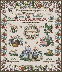 PDF Berlin Birds - Antique Cross Stitch Pattern - Reproduction Vintage Scheme 19th century - Digital Download - 1026