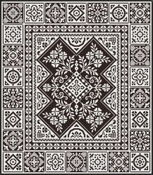PDF Cross Stitch Blackwork Pattern - Counted Monochrome Antique Embroidery Pattern - Reproduction Vintage Sampler - 007